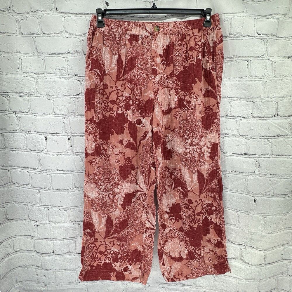Wonderly Cropped Gauze Pants Women's 2X Plus Peach Rust Lightweight Pockets